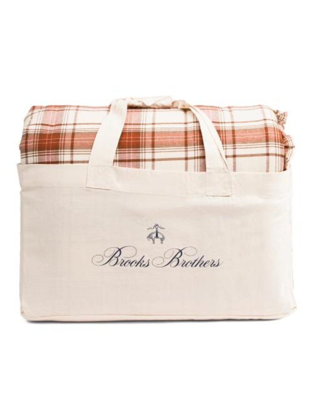 BROOKS BROTHERS 3pc Cotton Percale Plaid Comforter Set